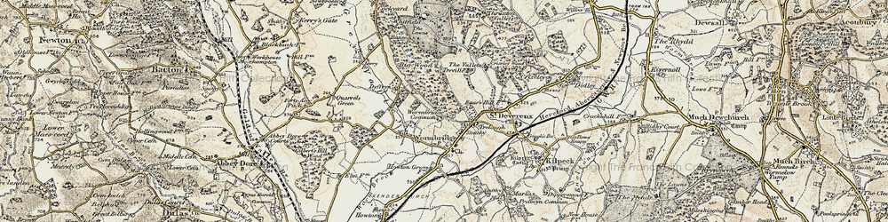 Old map of Wormbridge in 1900
