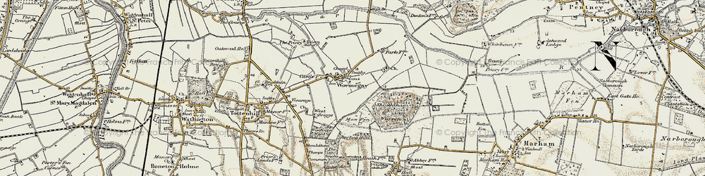 Old map of Wormegay in 1901-1902