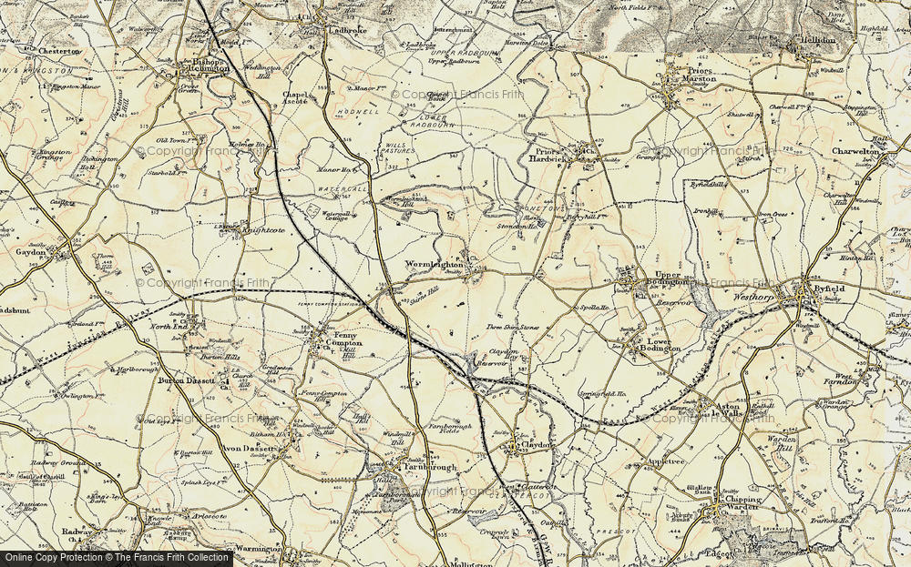 Old Map of Historic Map covering Wormleighton Village in 1898-1901
