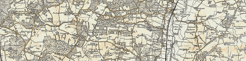Old map of Wormley West End in 1897-1898