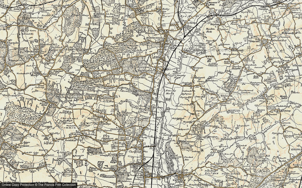 Old Map of Wormleybury, 1897-1898 in 1897-1898
