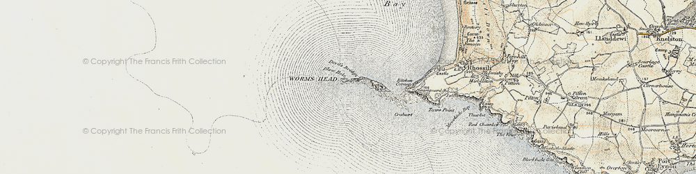 Old map of Worms Head in 1900-1901