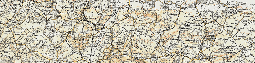 Old map of Worms Hill in 1897-1898
