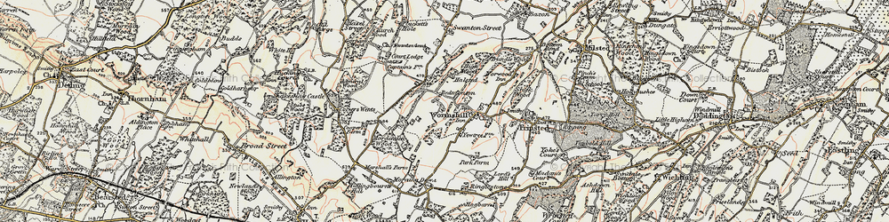 Old map of Wormshill in 1897-1898