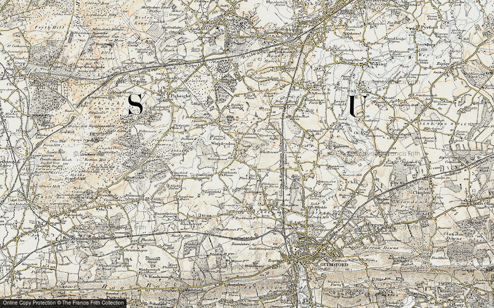 Old Map of Historic Map covering Whitmoor Common in 1898-1909