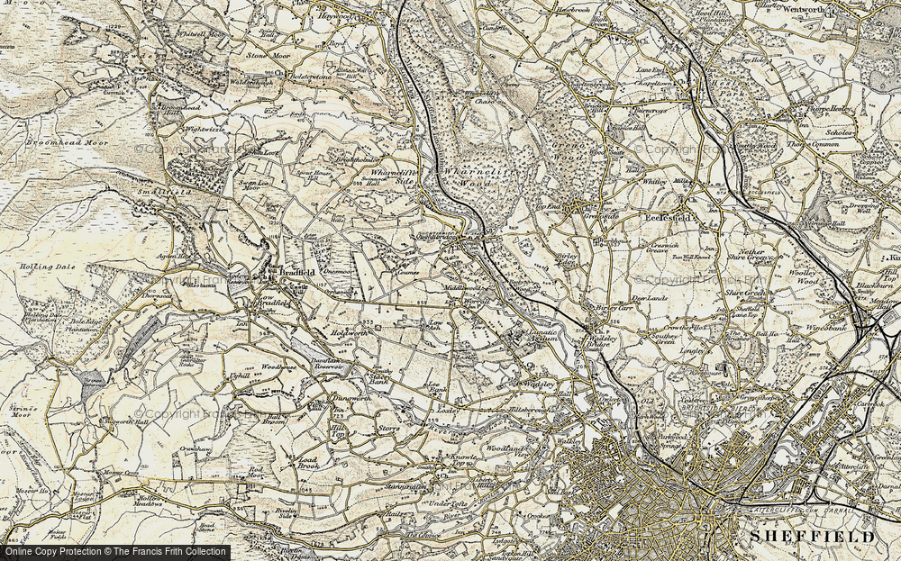 Old Map of Historic Map covering Beeley Wood in 1903