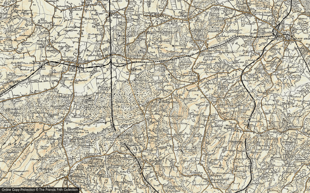 Old Map of Historic Map covering Whitely Hill in 1898-1902