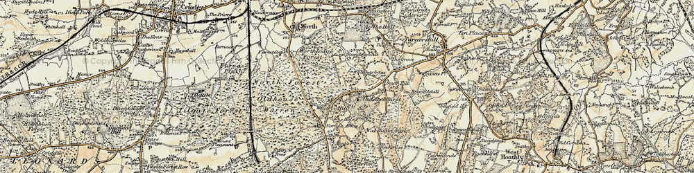 Old map of Whitely Hill in 1898-1902