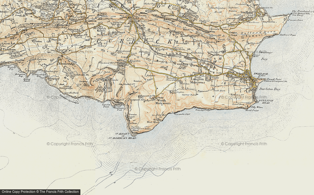 Old Map of Historic Map covering Winspit in 1899-1909