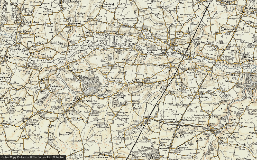 Old Map of Wortham, 1901 in 1901