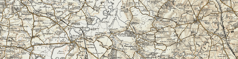 Old map of Worthenbury in 1902