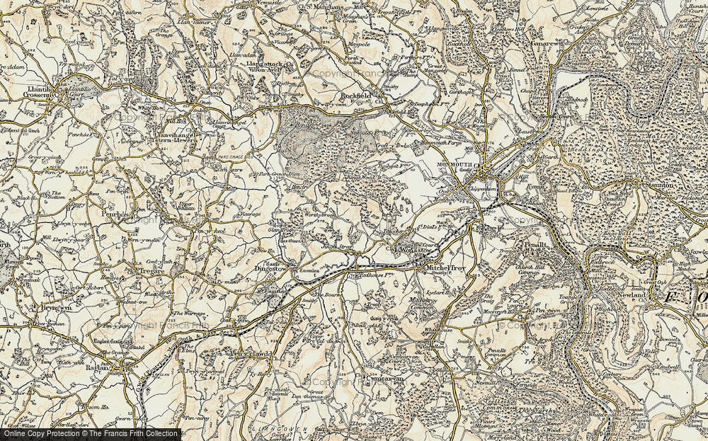 Old Map of Historic Map covering Treowen in 1899-1900