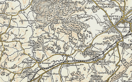 Old map of Treowen in 1899-1900