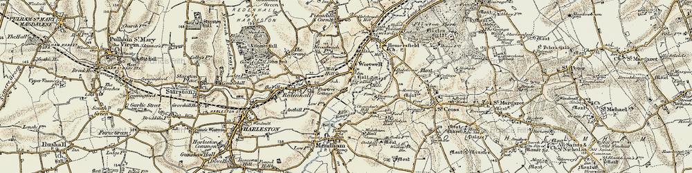 Old map of Wortwell in 1901-1902