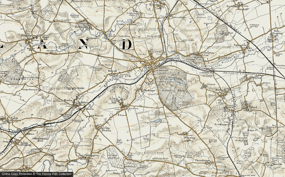 Old Map of Historic Map covering Wothorpe Ho in 1901-1903