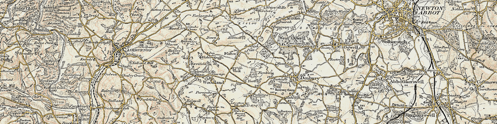 Old map of Wotton Cross in 1899