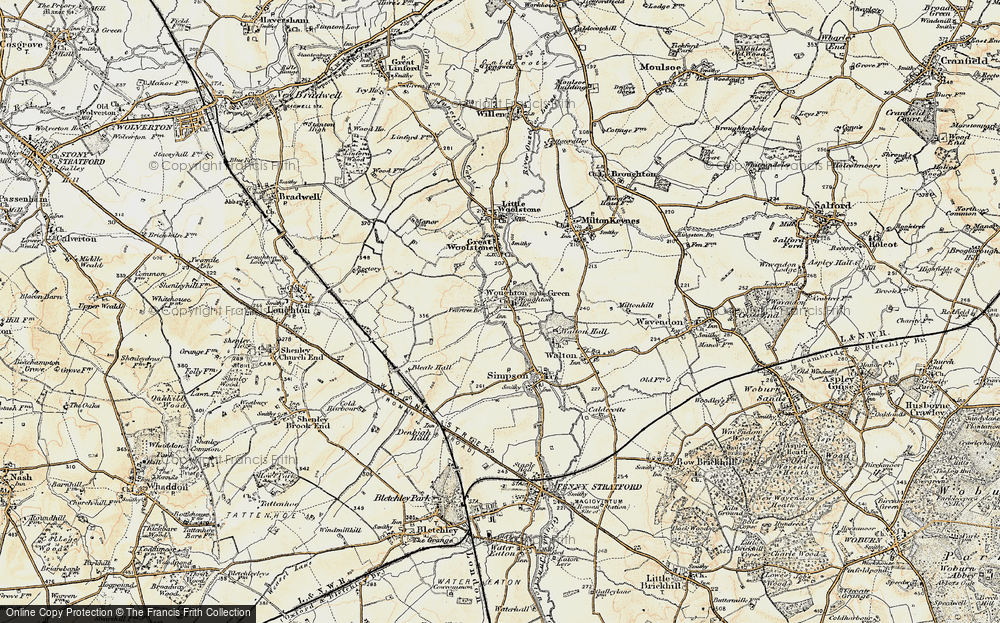Old Map of Woughton on the Green, 1898-1901 in 1898-1901