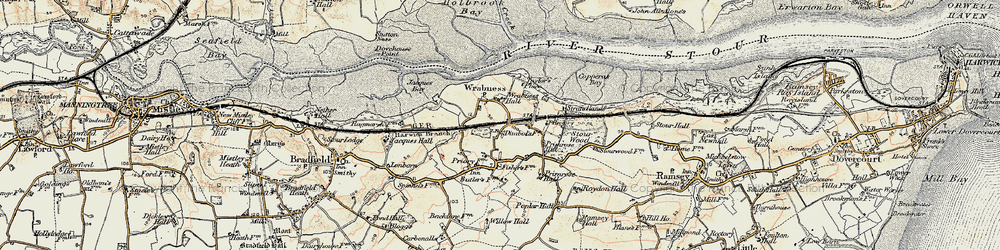 Old map of Wrabness in 1898-1899