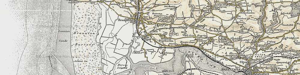 Old map of Braunton Down in 1900