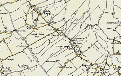 Old map of Wragholme in 1903-1908