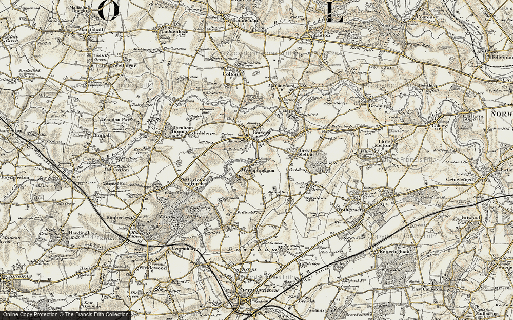 Old Map of Wramplingham, 1901-1902 in 1901-1902