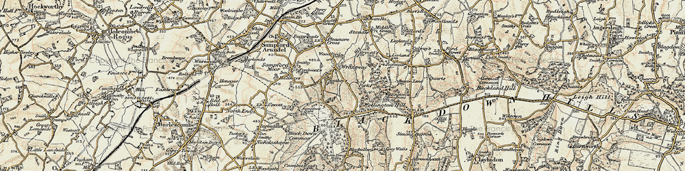 Old map of Wellington Hill in 1898-1900