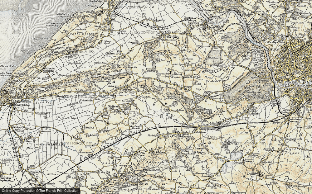 Old Map of Historic Map covering Wraxall Ho in 1899
