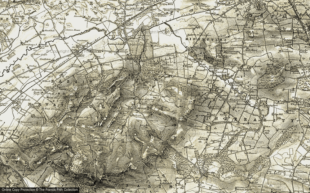 Old Map of Historic Map covering Arniefoul in 1907-1908