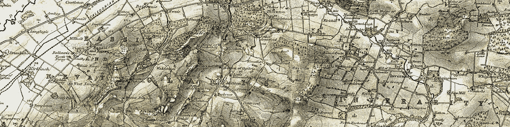 Old map of Arniefoul in 1907-1908