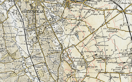 Old map of Wrekenton in 1901-1904