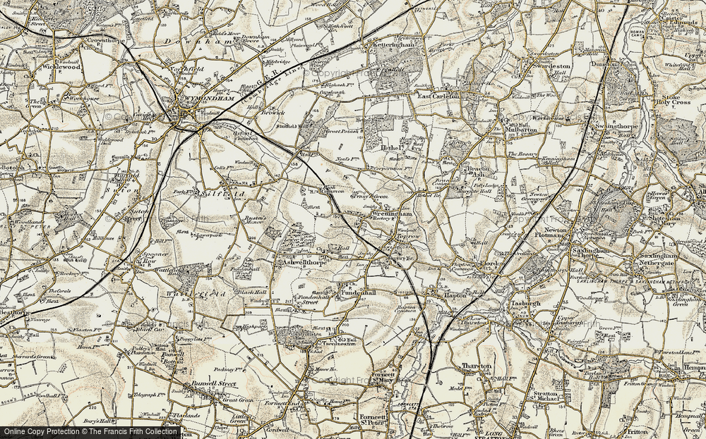 Old Map of Wreningham, 1901-1902 in 1901-1902
