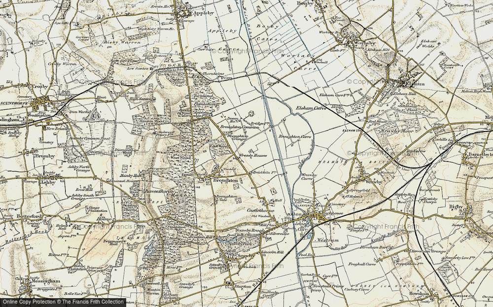 Old Map of Historic Map covering Wressle Ho in 1903-1908