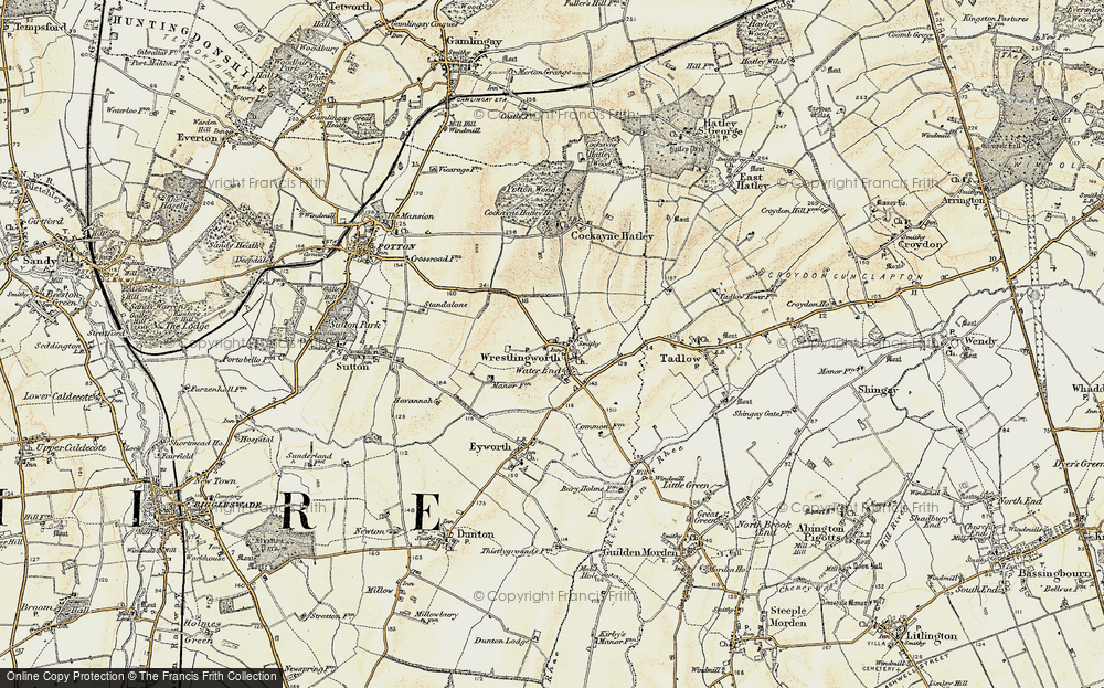 Old Map of Wrestlingworth, 1898-1901 in 1898-1901