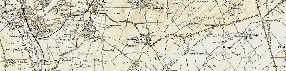 Old map of Wrestlingworth in 1898-1901