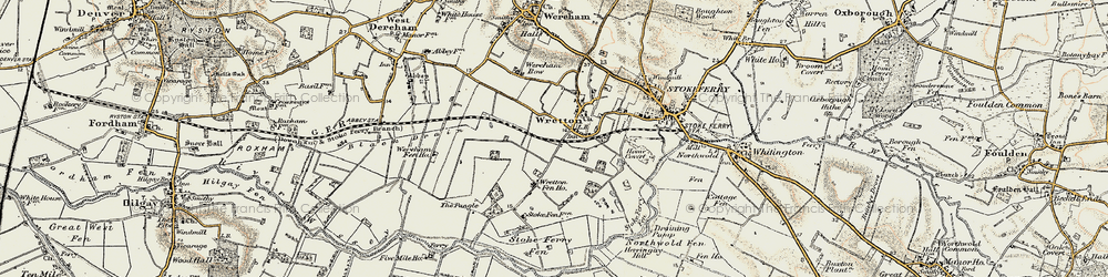 Old map of Wretton Fen Ho in 1901-1902