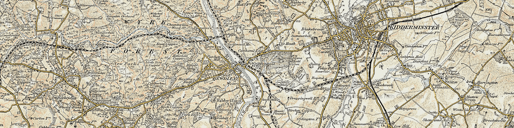 Old map of Wribbenhall in 1901-1902