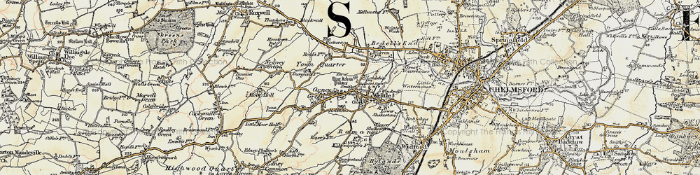 Old map of Writtle in 1898