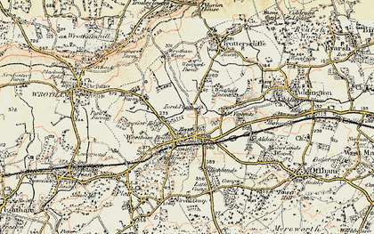 Old map of Wrotham Water in 1897-1898