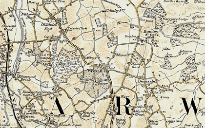 Old map of Wroxhall Abbey (sch) in 1901-1902