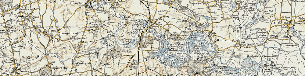 Old map of Wroxham in 1901-1902