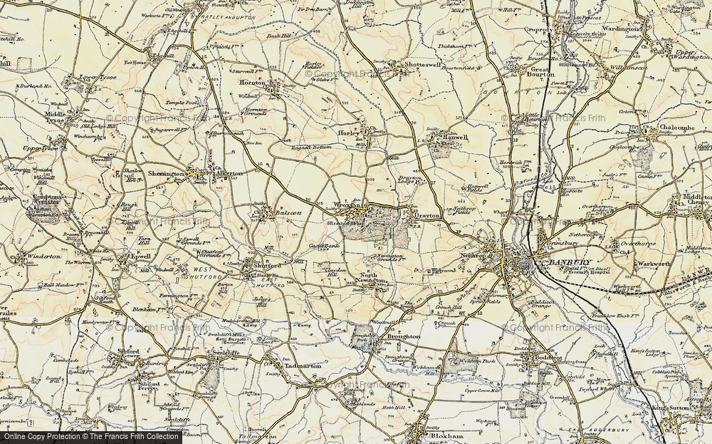 Old Map of Historic Map covering Wroxton Abbey in 1898-1901