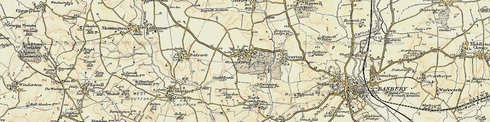 Old map of Wroxton Abbey in 1898-1901