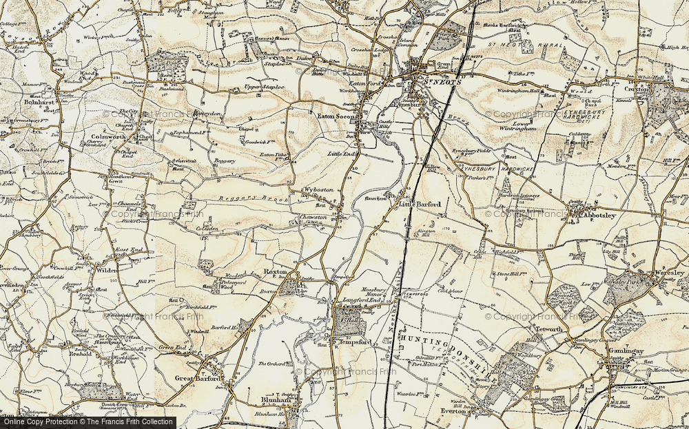 Old Map of Wyboston, 1898-1901 in 1898-1901