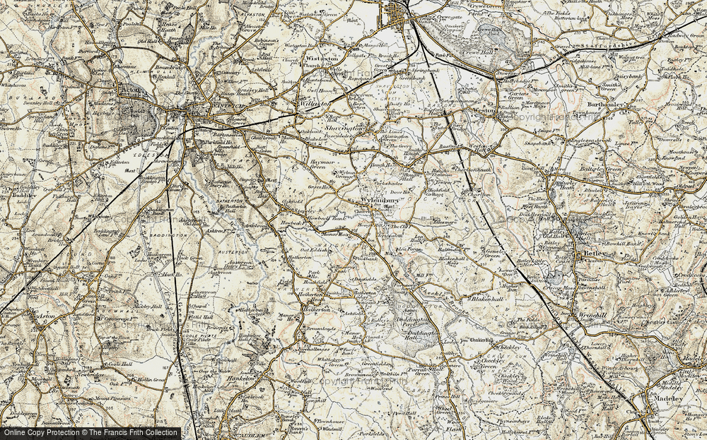Old Map of Historic Map covering Wybunbury Grange in 1902
