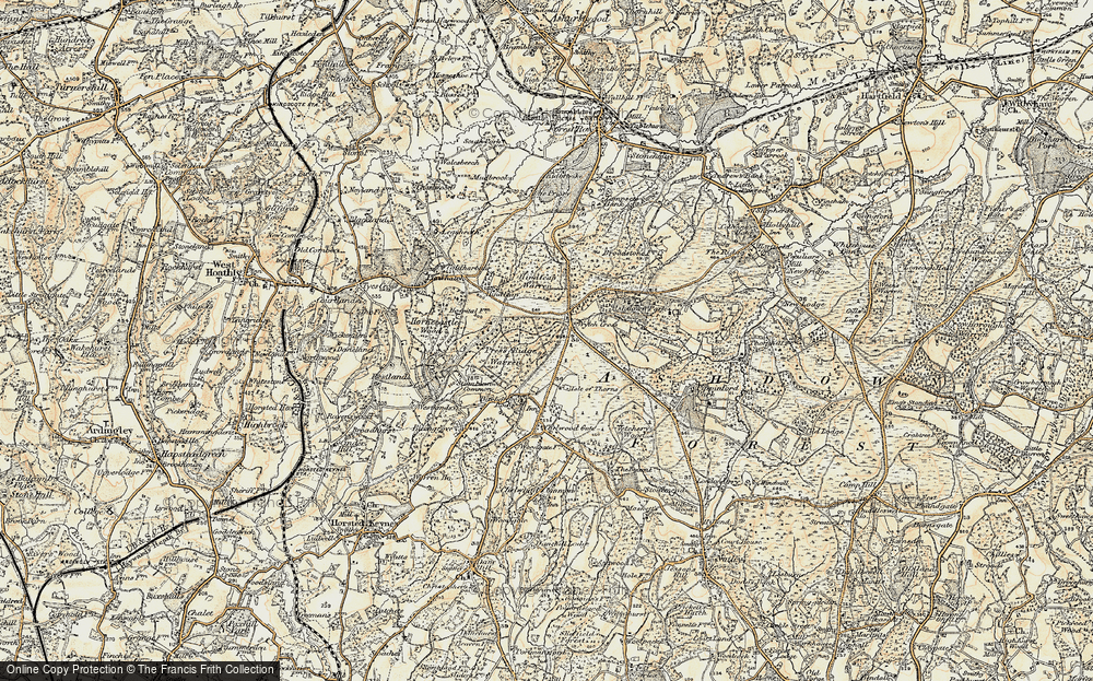 Old Map of Historic Map covering Ashdown in 1898