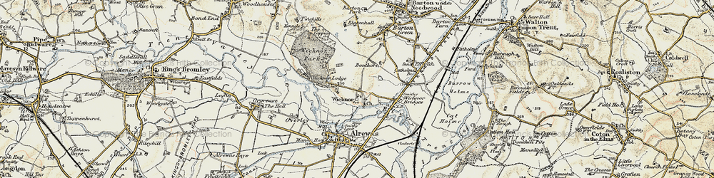 Old map of Wychnor in 1902