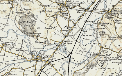 Old map of Wychnor Bridges in 1902