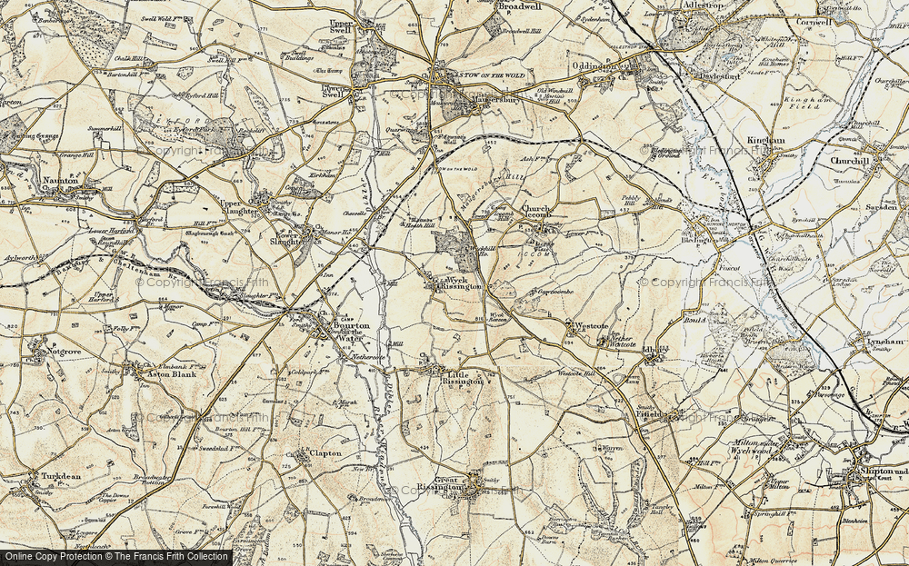 Old Map of Historic Map covering Wyck Hill in 1898-1899