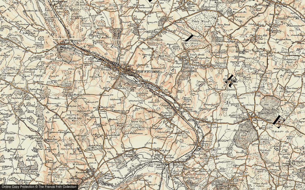 Old Map of Wycombe Marsh, 1897-1898 in 1897-1898