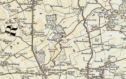 Old map of Wyddial Hall in 1898-1899